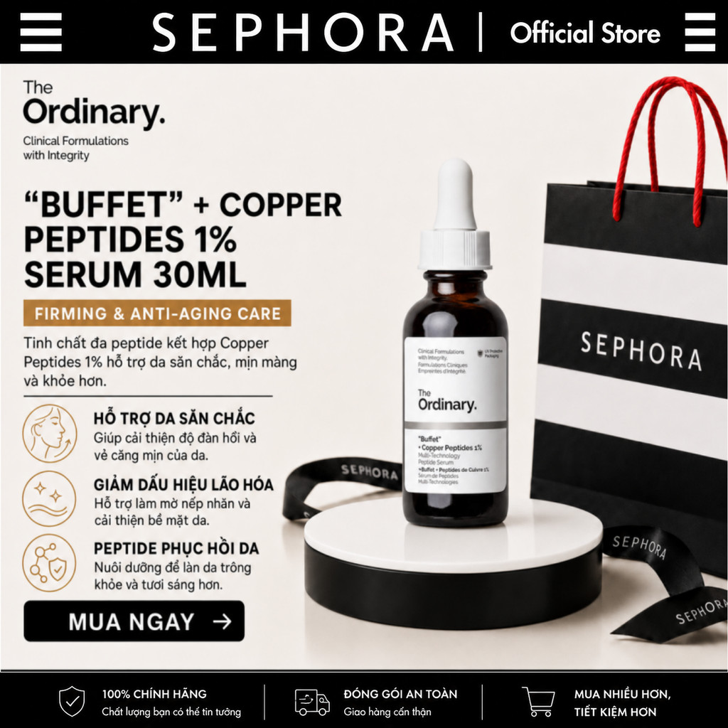 [Sephora x The Ordinary] The Ordinary "Buffet" + Copper Peptides 1% 30ml | Serum hỗ trợ da săn chắc 