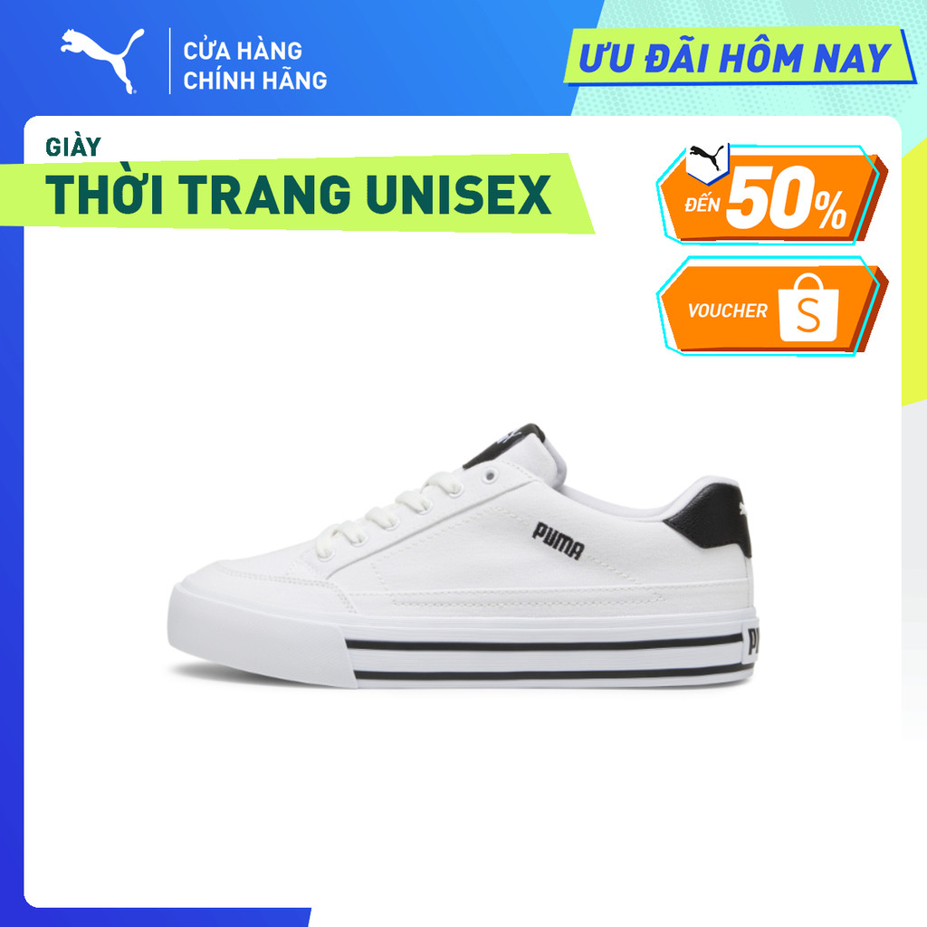 Giày Thời Trang PUMA Unisex Court Classic Vulc White-Black Màu Trắng