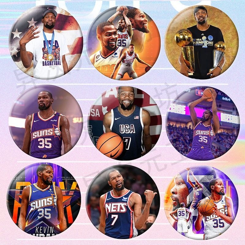 Kevin Durant Thanh Huy Hiệu Bóng Rổ Siêu Sao Lưới Chống Nắng Ngoại Vi Thổ Cẩm 58mm Schoolbag Mặt Dây