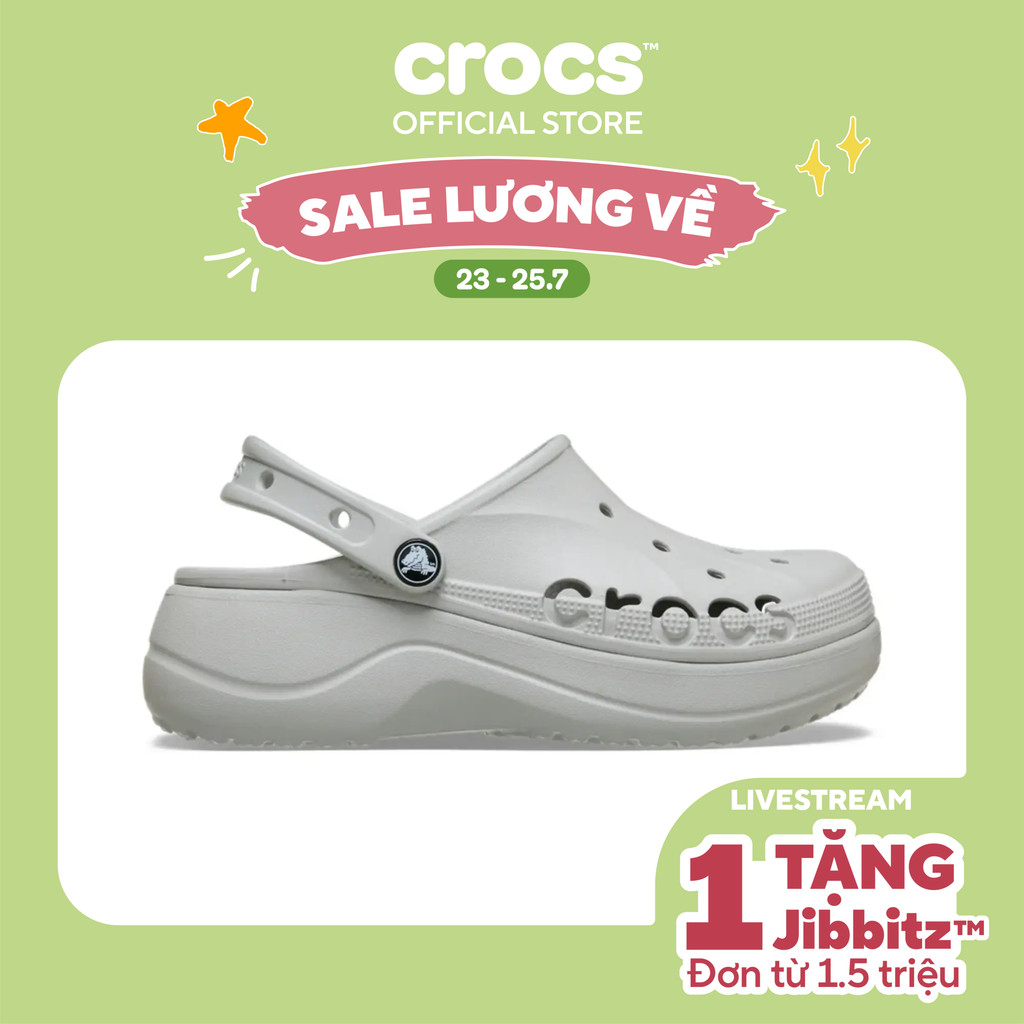 [ĐỘC QUYỀN SÀN TMĐT] Giày Clog Nữ Crocs Baya Platform - Pearl - 208186-101