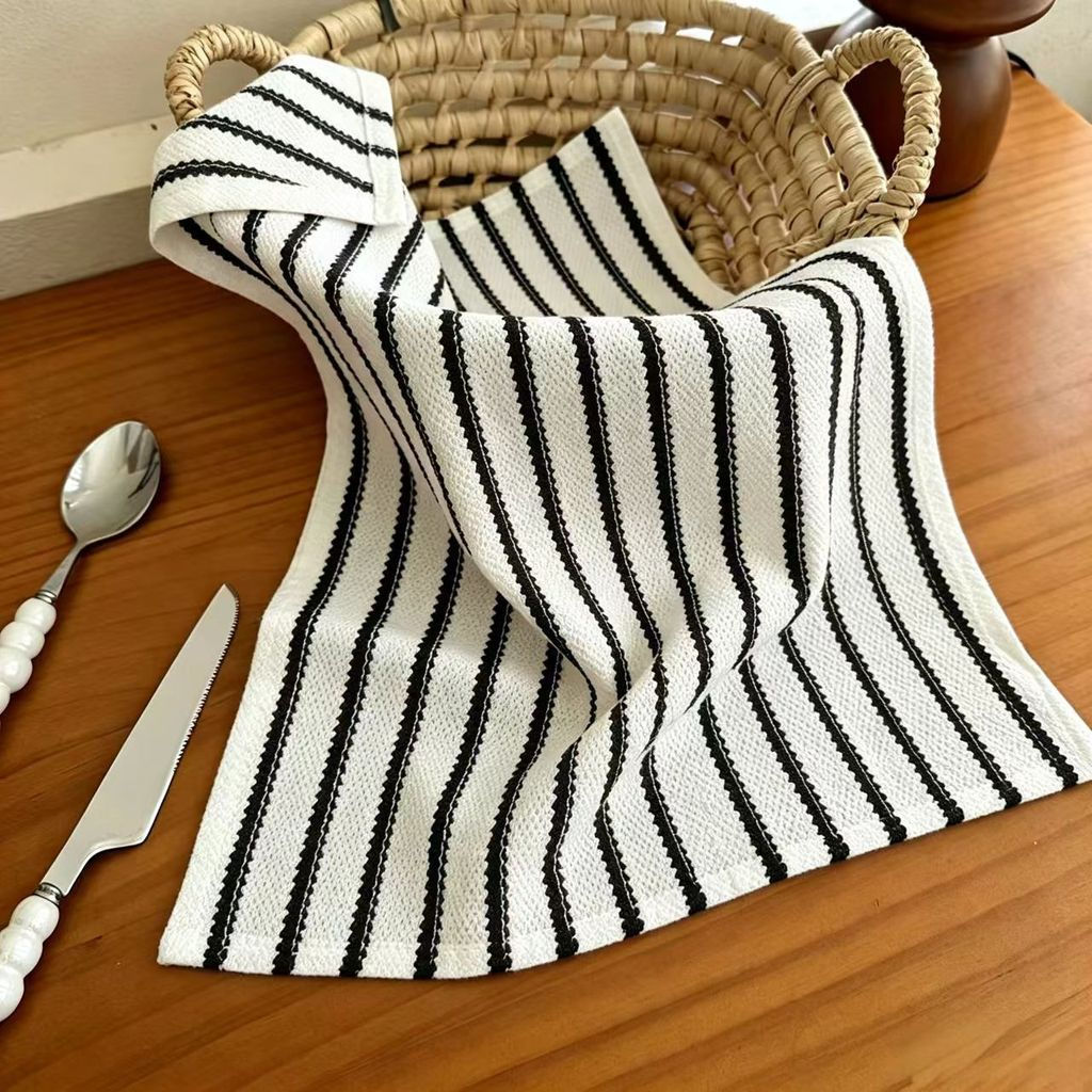 New Korean-style knitted table mat for food photography, polyester, dessert, striped12y Minimalist p