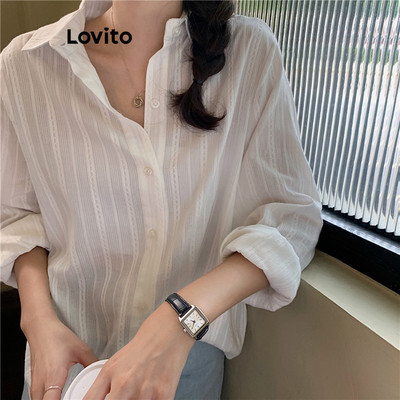 (thanh lịch) Lovito Áo sơ mi dài tay trơn Jacquard cho nữ LNE27024 (Nhiều màu)