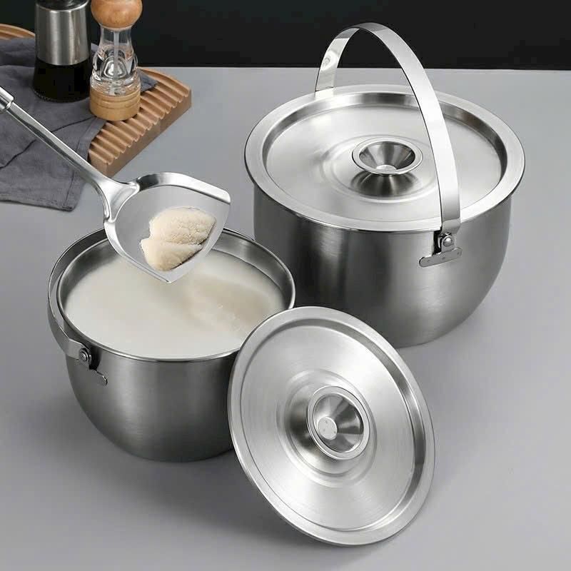 Âu đựnġ Mỡ Chất Liệu  Inox 316 , Âu Lọc Dầu Có Khay Lọc Cặn, Hũ đựnġ Mỡ Kèm Thìa Chất Liệu Inox 316 