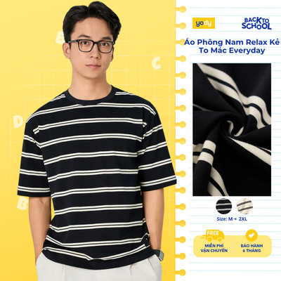 [BST Comfort Me-We] Áo Phông Nam Yody Relax Kẻ To Mác Everyday MCTS26S054