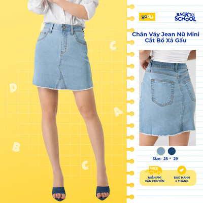 🔥🔥[sale 50%] Chân Váy Denim YODY Mini Cắt Bổ Xả Gấu - Trẻ Trung, Năng Động, Thoải Mái TRA - CJN7018