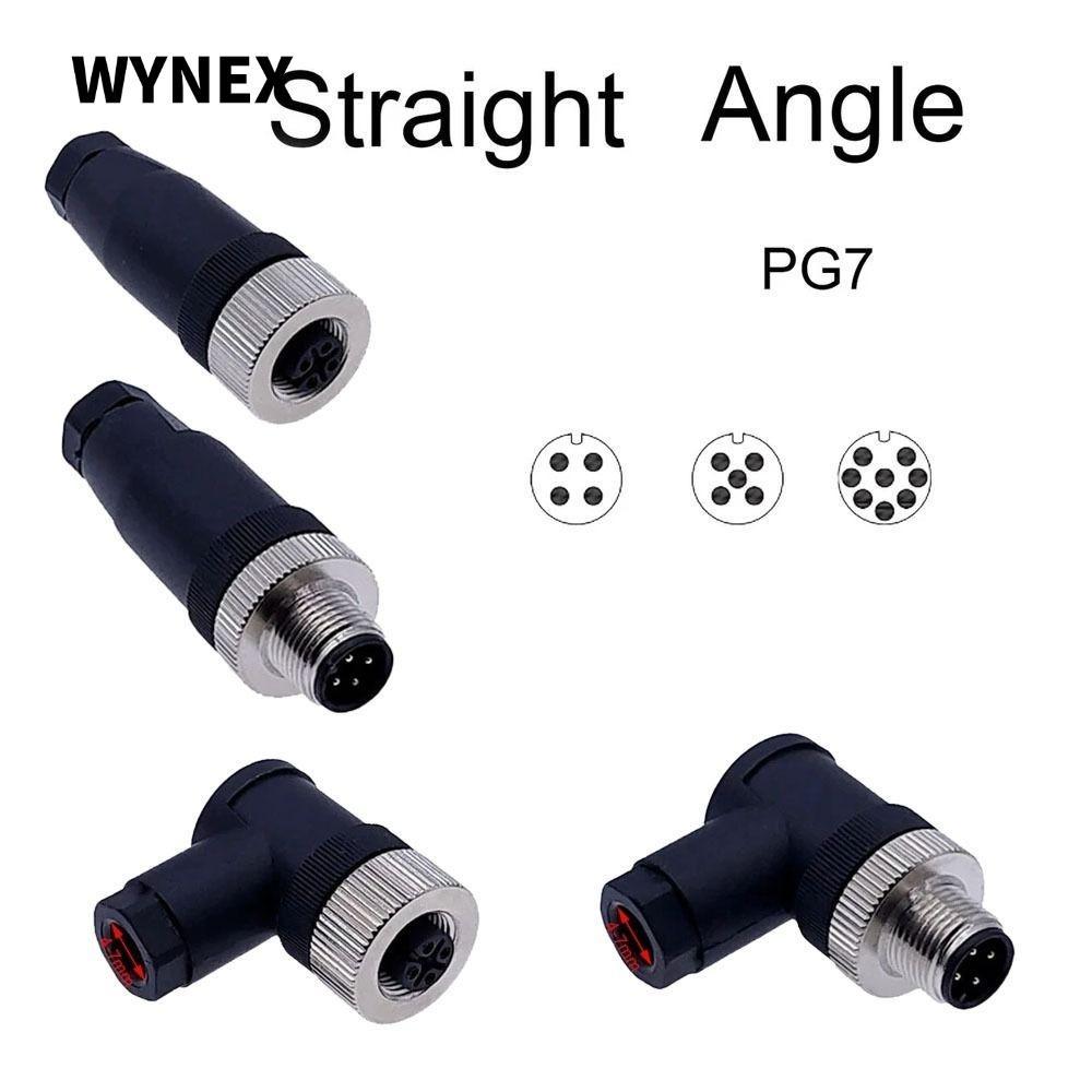 Đầu nối cảm biến WYNEX M12, Đầu nối cảm biến phích cắm hàng không M12, Đầu cáp cảm biến M12 Khớp nối