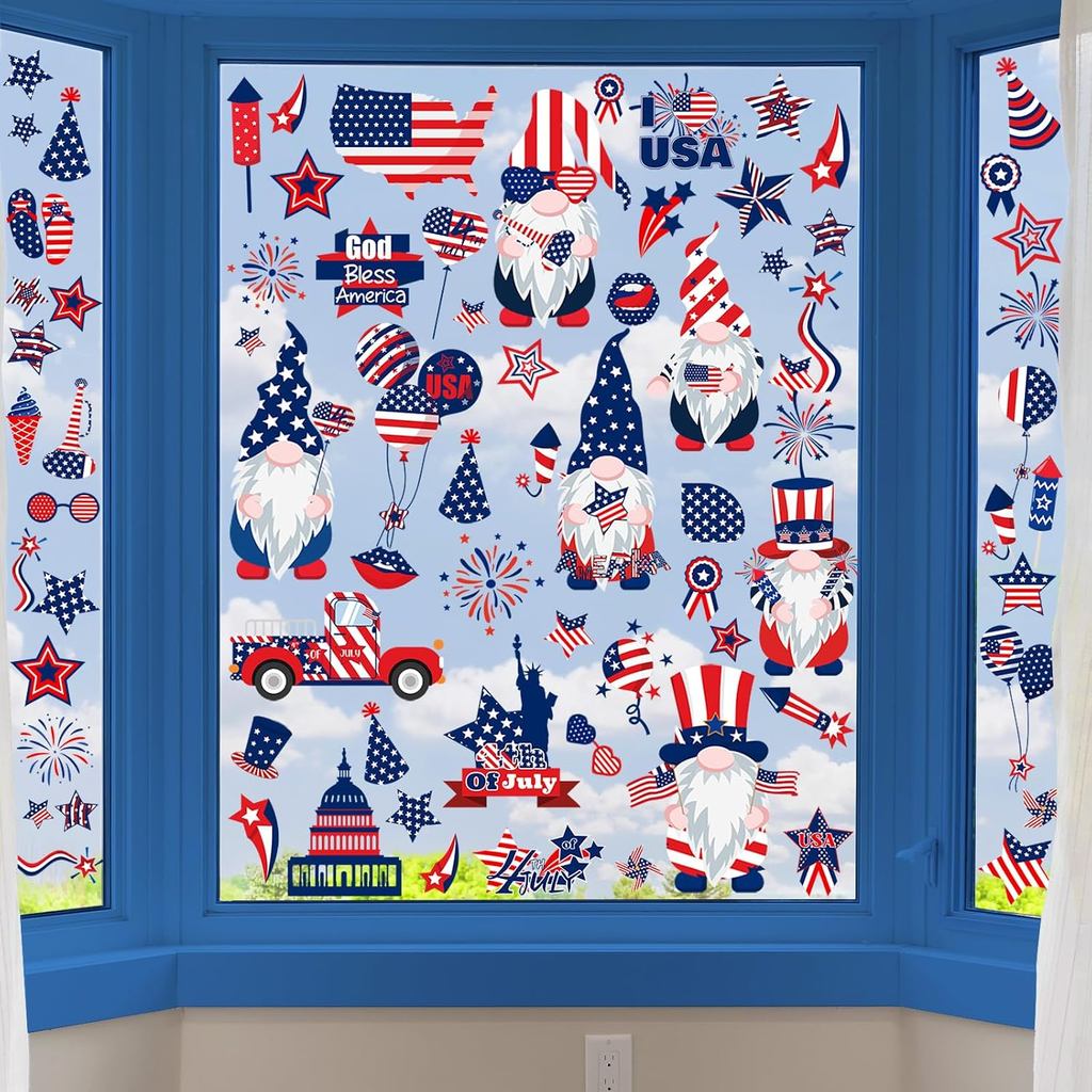 Geyoga 78 Chiếc 4th of July Yêu Nước Cửa Sổ Clings Ngày Độc Lập Cửa Sổ Nghệ Thuật Đề Can Kỷ Niệm 250
