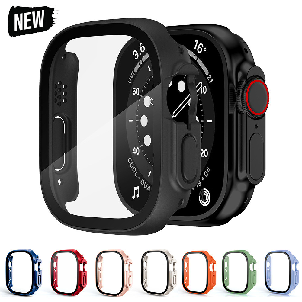 Đồng hồ thông minh Vỏ cứng cho Apple Watch 49mm ultra 1 2 3 4 PC Ốp lưng chống sốc + Kính cường lực 