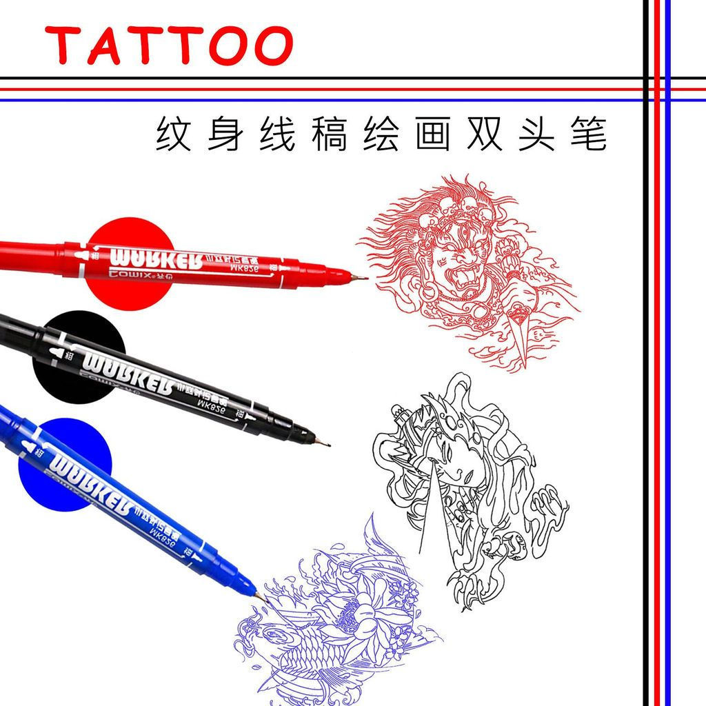 Drawing pen, marker pen, dual-tip tattoo pen, scratch-resistant drawing pen, oil-based skin ink pen1