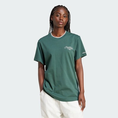 adidas Phong cách sống Áo Thun Graphic Dáng Suông Nữ màu xanh lá IX3540