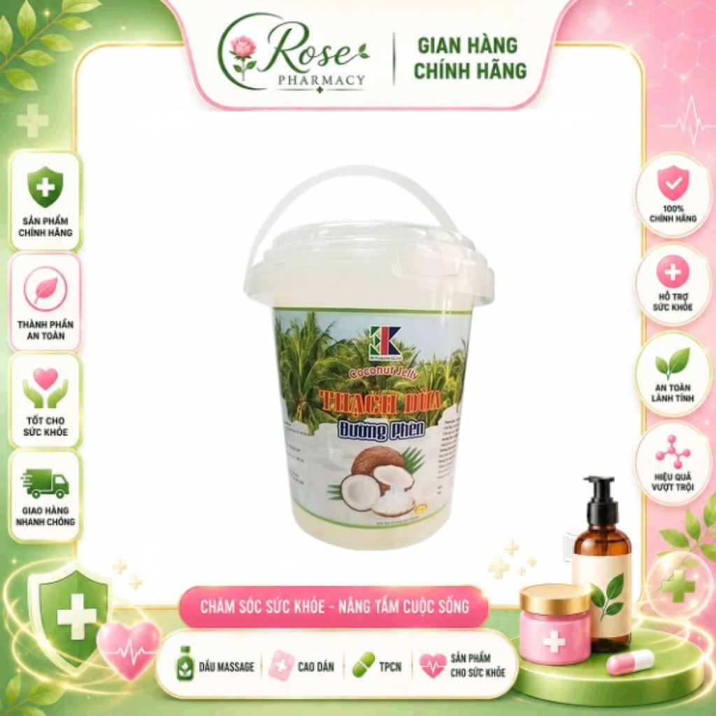 Thạch Dừa Đường Phèn 3K 1000g | Thạch Dừa Giòn Dai | Ăn Liền Giải Khát |