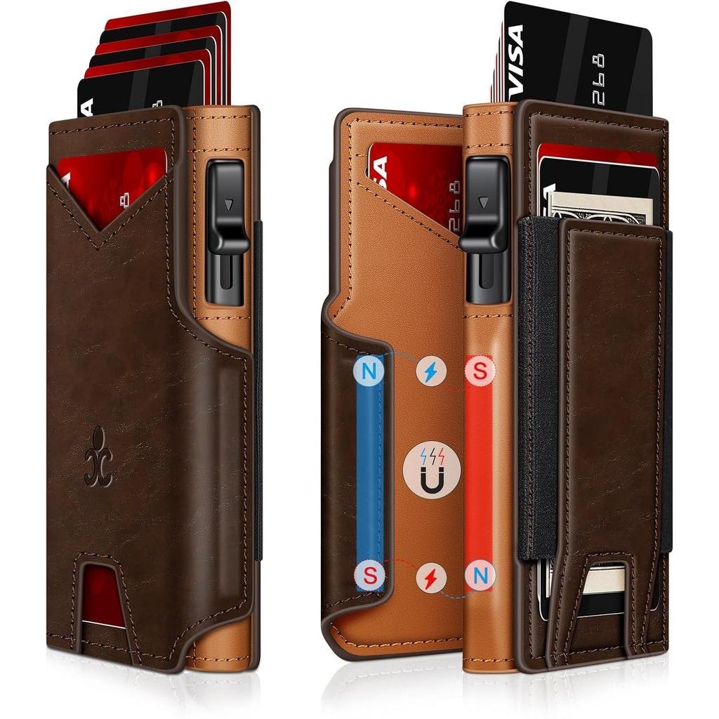 Wallet for Men Wallet with Slim Pop Up Card Holder 9-13 Cards, Bifold Minimalist Smart Wallet RFID B