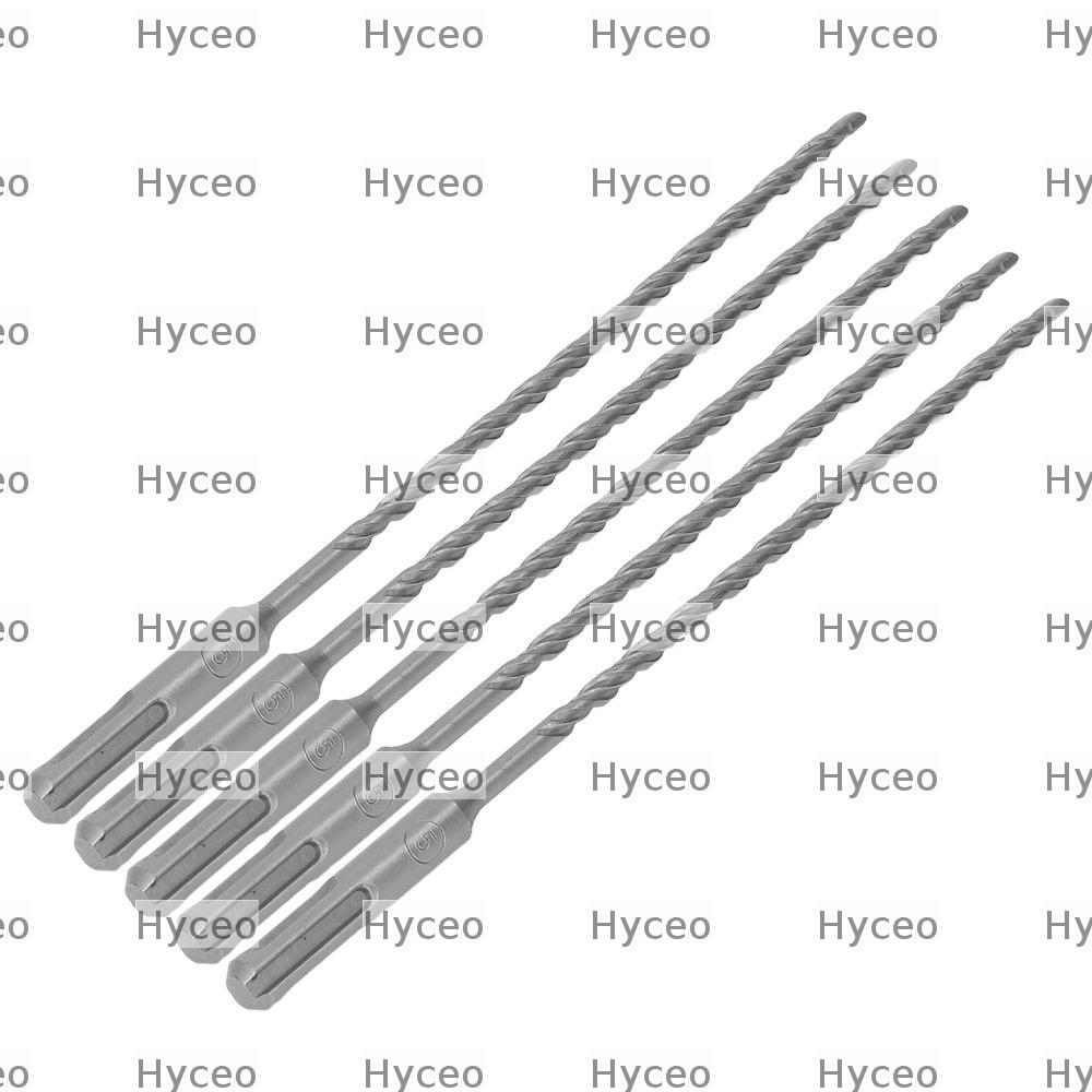 HYCEO 5 Mũi khoan tác động, Mũi cacbua Mũi khoan xoắn ốc sáo đôi, Chiều dài 210mm Sợi đôi loại chéo 