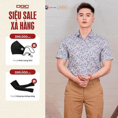 Áo Sơ Mi Nam Ngắn Tay DGC Dáng suông Regular, Họa Tiết Phong Cách Trẻ Trung, Mềm Nhẹ - SASNBB08M