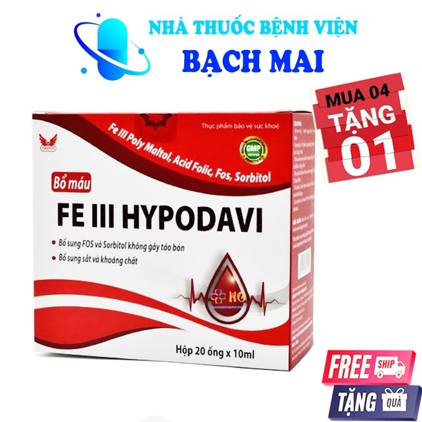 Bổ máu FE III HYPODAVI Acid Folic, Vitamin B12 tương trợ công đoạn khởi tạo hồng huyết cầu - Niva Ca