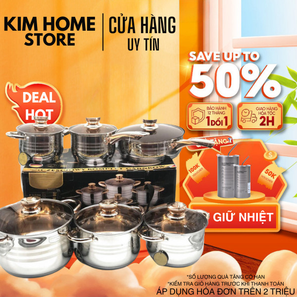 🌴🌴 Bộ Nồi Đức 6 Món , Bộ Nồi Inox Cao Cấp, Bộ Nồi Đức 5 Đáy Chính Hãng , Siêu Dày Siêu Bền Cho Gia Đ