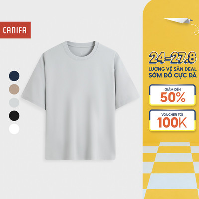 Áo phông nam premium CANIFA áo thun chất cotton cao cấp dáng rộng basic 8TS26A003