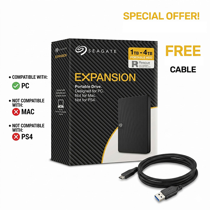 Ổ cứng gắn ngoài Seagate 4TB 2TB Mở rộng USB 3.0 Ổ cứng gắn ngoài 2TB / 1TB Ổ cứng gắn ngoài di động
