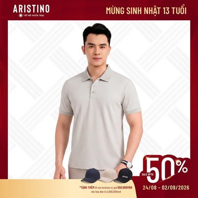 Áo polo nam ngắn tay Business Aristino màu be basic, chất liệu mềm mịn, thoáng khí 1PS061SAH2