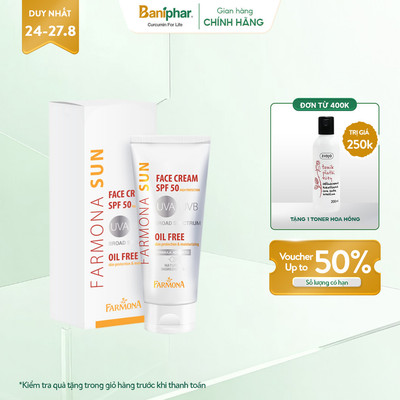 Kem Chống Nắng Farmona Sun Face Cream Oil Free SPF 50 Cho Da Dầu Mụn Không Chứa Dầu 50ml