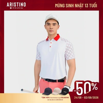 Áo Polo Nam Trắng Aristino Golf in màu sắc caro cách điệu xen kẽ thanh lịch cuốn hút APSG04AS2