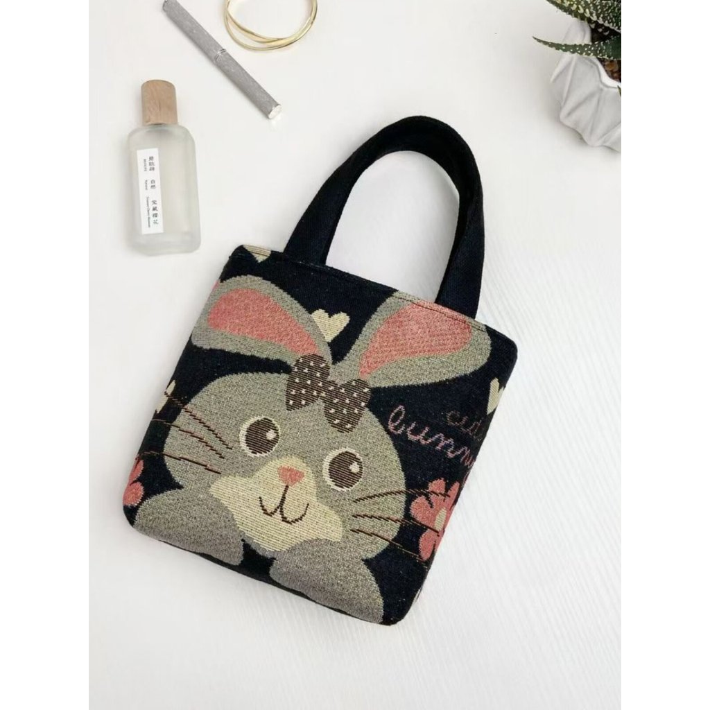 Phong Cách Mới Thêu Hai Mặt Plus Vàng Thỏ Họa Tiết Túi Vải Túi Xách Phù Hợp Với Túi Thường Ngày Di Động Túi Làm Việc