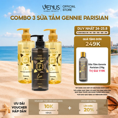 [MUA LÀ CÓ QUÀ] Combo 03 Sữa Tắm Nước hoa Nữ Gennie Parisian 480ml Hương Thơm Sang Trọng, Quyến Rũ