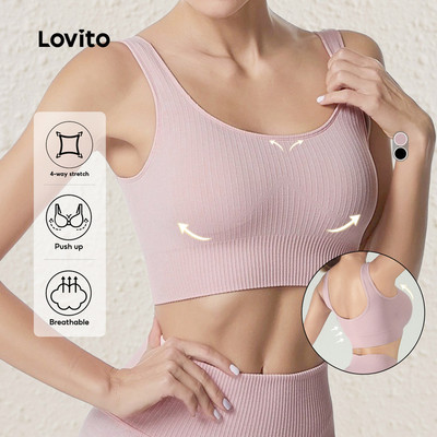 Áo bra thể thao nữ Lovito hồng nâng đỡ giảm rung lắc ngăn tràn ngực sang hai bên LNE112X018