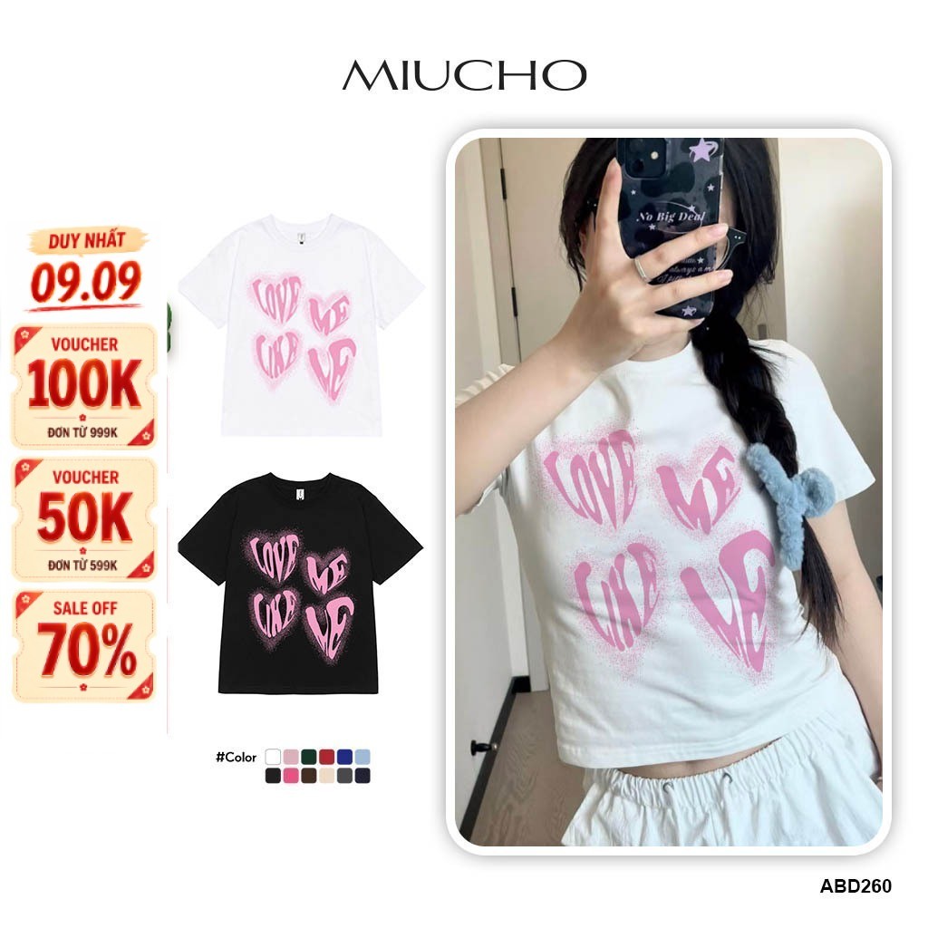 Áo baby tee ABD260 Miucho vải cổ tròn in graphic