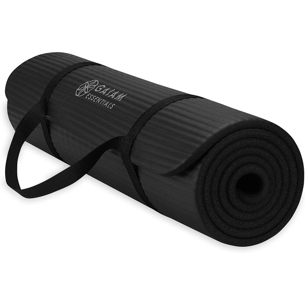Gaiam Thick Yoga Mat, Exercise & Fitness Mat with Easy-Cinch Carrying Strap | Non-Slip NBR Foam | Jo