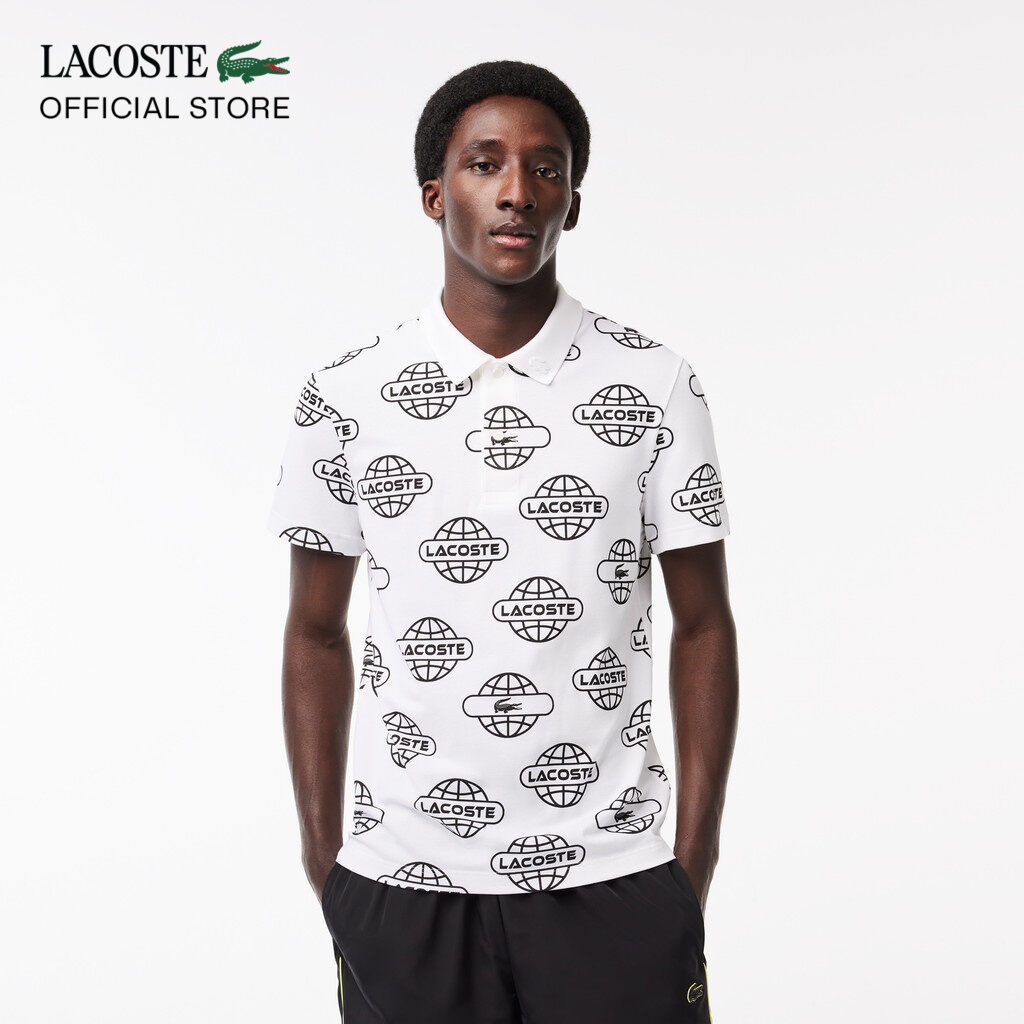 Áo Polo Lacoste Nam Movement In Họa Tiết Quả Địa Cầu Chuyển Động