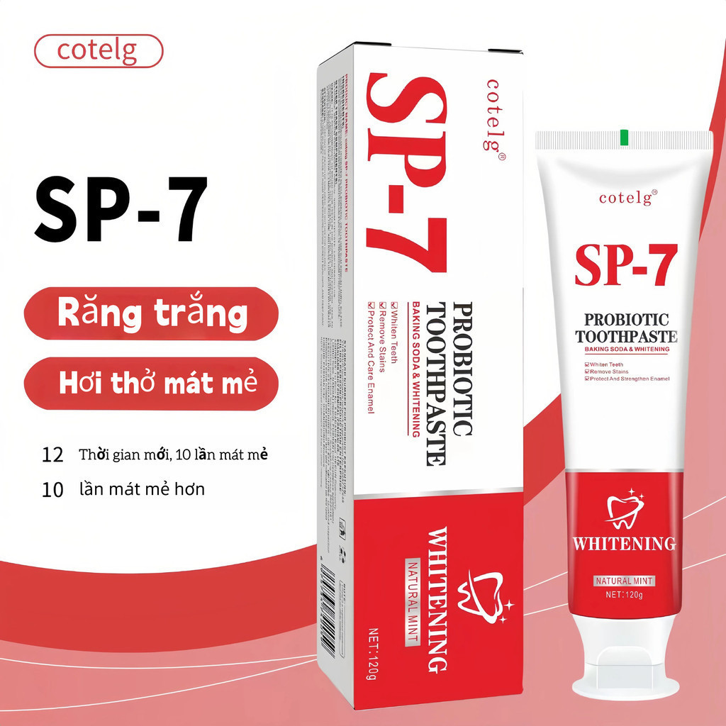 Kem Đánh Răng Cotelg SP7 & SP10 | Probiotic Trắng Răng, Giảm Vết Ố | COD
