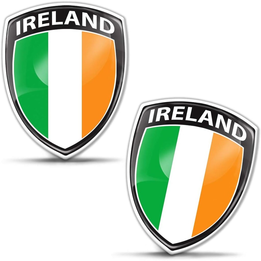 2 x 3D Domed Silicone Dán Đề Can Xe Máy Quốc Gia Ireland Ireland Cờ F 147