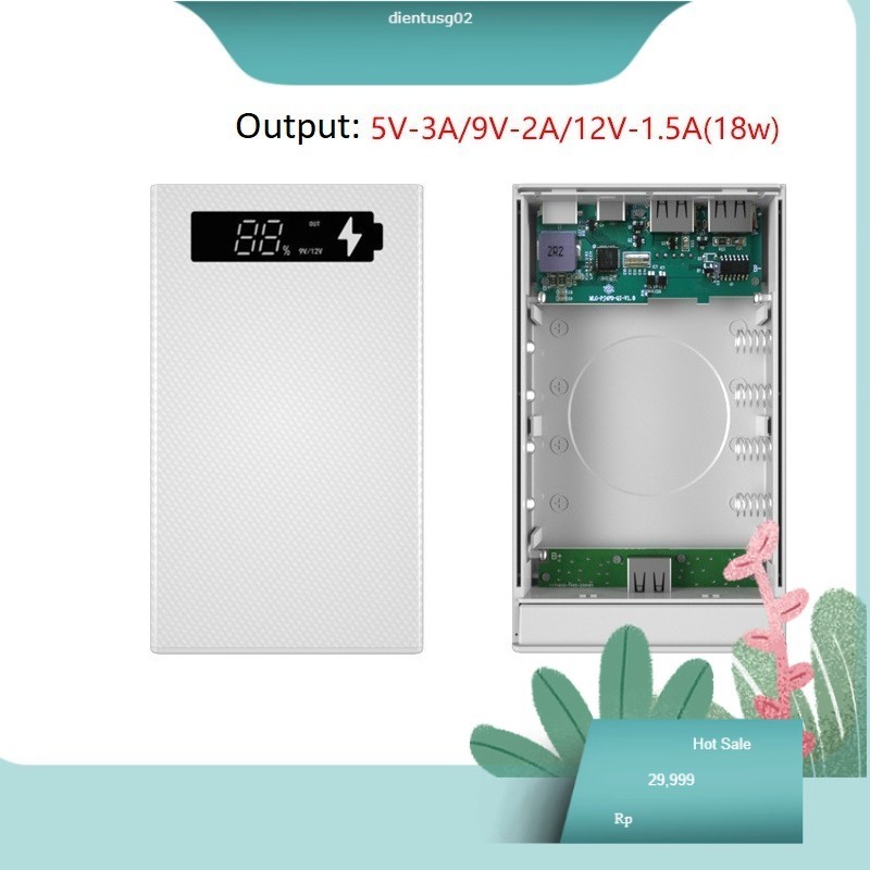 Box sạc dự phòng 4 cell sạc nhanh QC 3.0 có hỗ trợ box nối tiếp