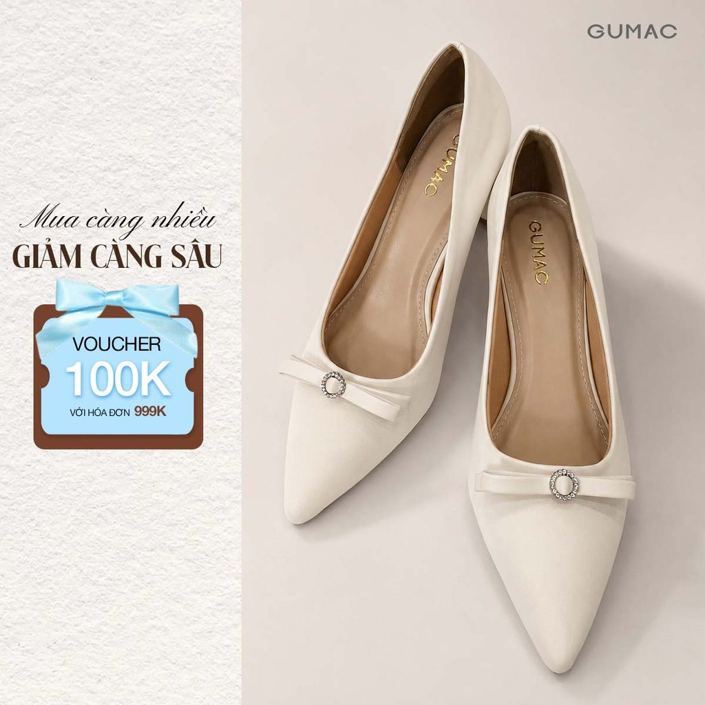Giày Cao Gót Nữ GUMAC Đính Nơ Cách Điệu GF12071