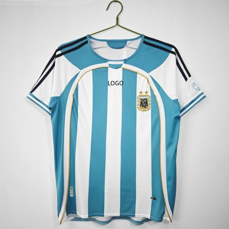 2006 Argentina sân nhà phiên bản retro áo bóng đá nam ngắn tay S-2XLAAA +
