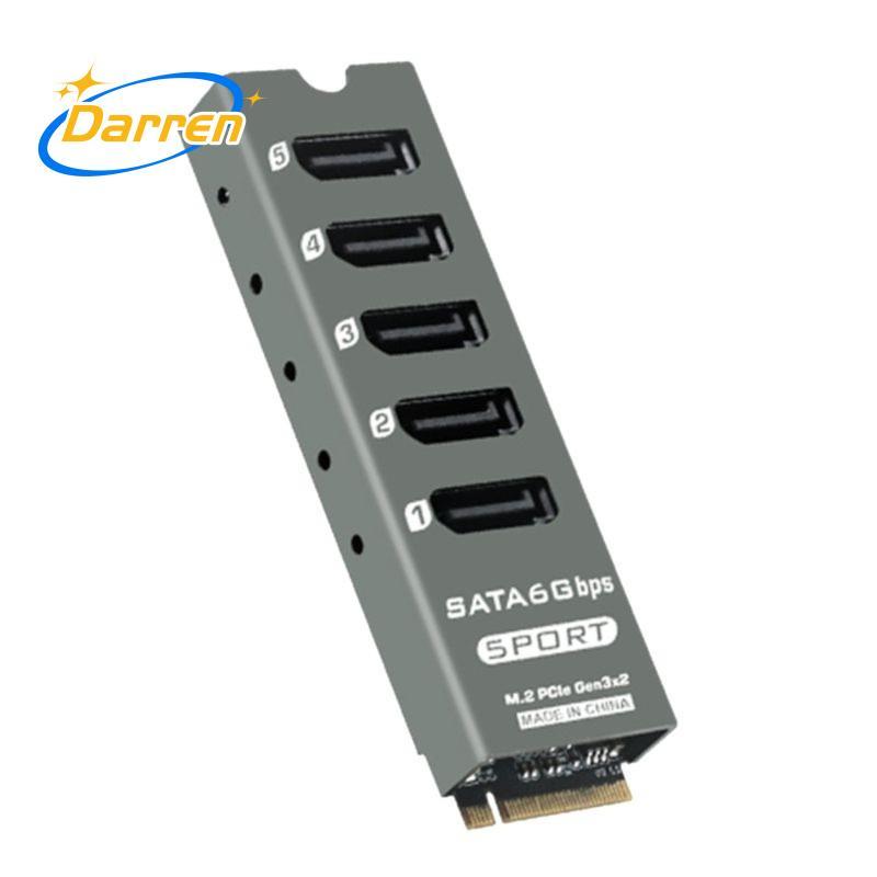 M. Bộ chuyển đổi nâng thẻ mở rộng 2 PCIe 5 cổng SATA3.0 cho máy tính JMB585 Hỗ trợ chức năng PM có v