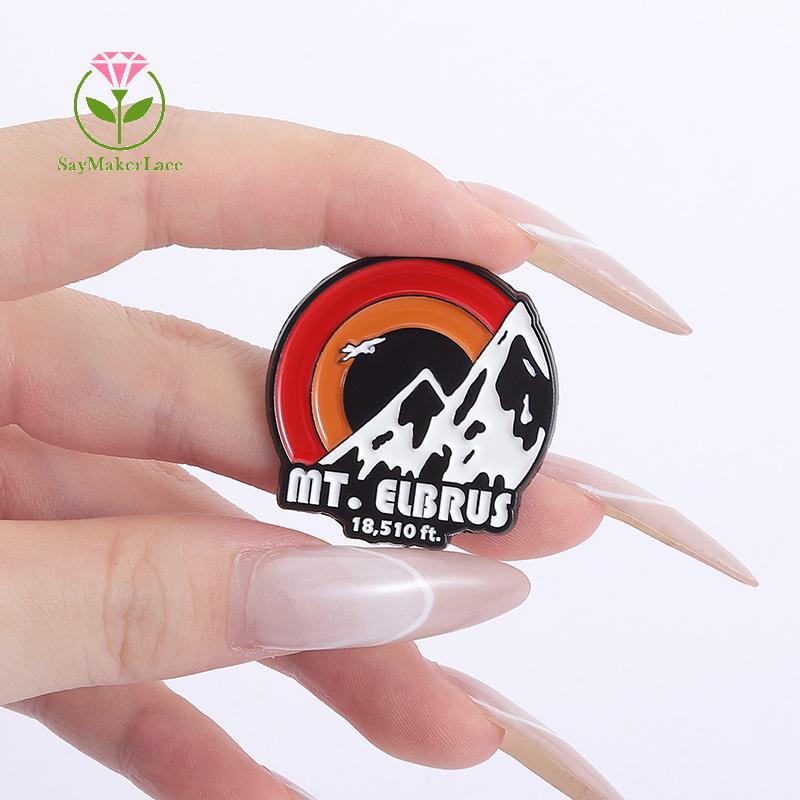 [SayMakerLace] Nga Elbrus Mount Men Pins Phong cảnh tự nhiên Sunrise Snow Mountain Trâm cài Bapa Ve 