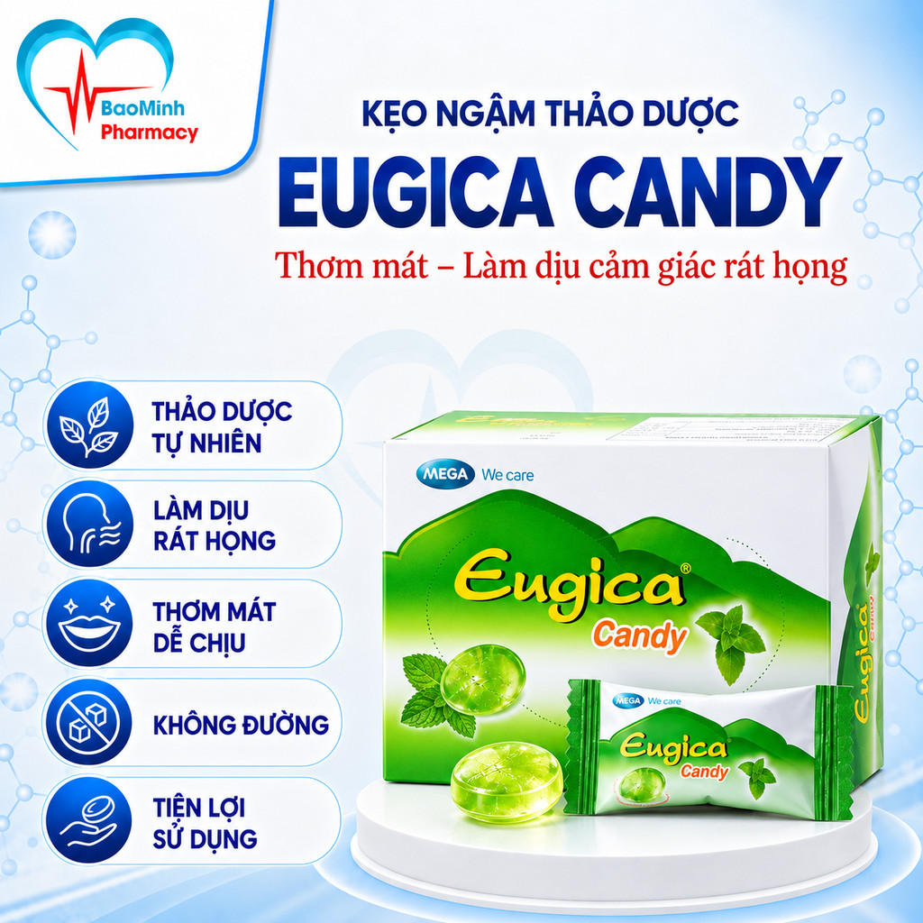 Kẹo Ngậm Thảo Dược EUGICA Candy Hộp 100 Viên -