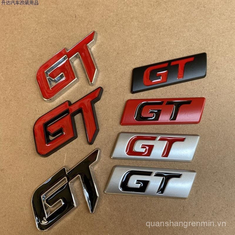 Phong Cách Mới Thương Hiệu Mới Xe Cá Tính Ba Chiều GT Xe Hơi Miếng Dán Kim Loại Logo Đuôi Sau Logo T