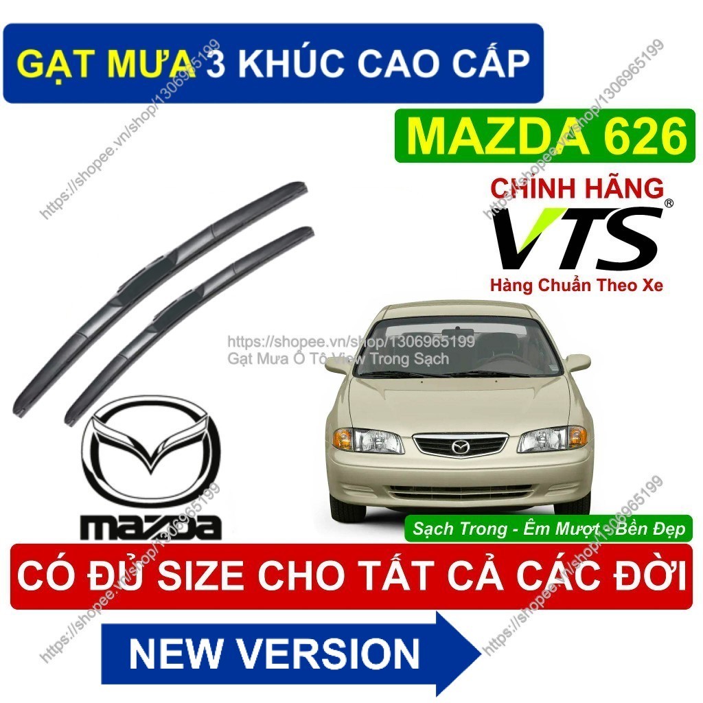 Gạt Mưa 3 Khúc Cao Cấp- Gạt Mưa Êm Mượt Kính Lái Mazda 626- Cặp Gạt Mưa Kính Lái Mazda 626-  Mazda 6