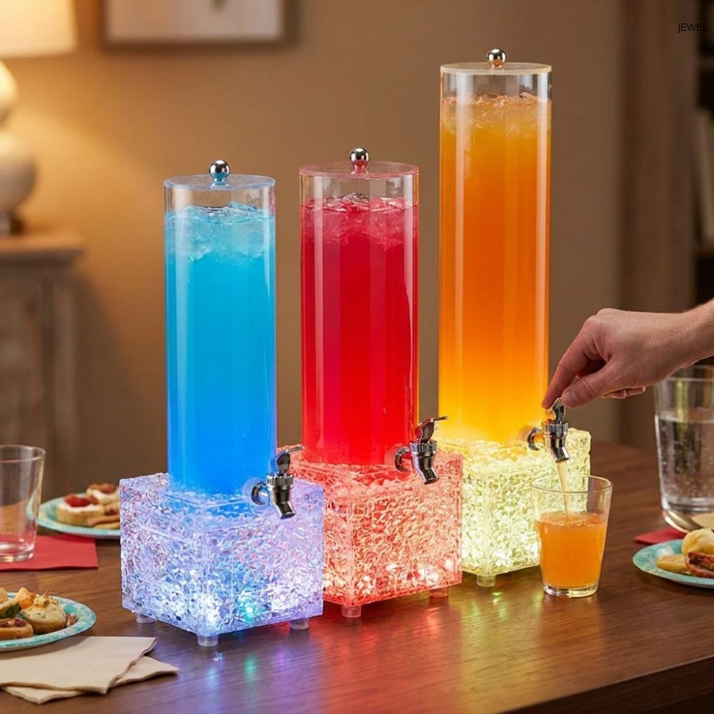 Tháp bia dạ quang LED JETEL, Hộp đựng tháp bia Acrylic dung tích lớn 2L, Vòi cầm tay chống rò rỉ Keg