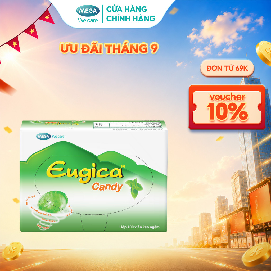 Kẹo ngậm thảo dược EUGICA CANDY (Hộp 100 viên)