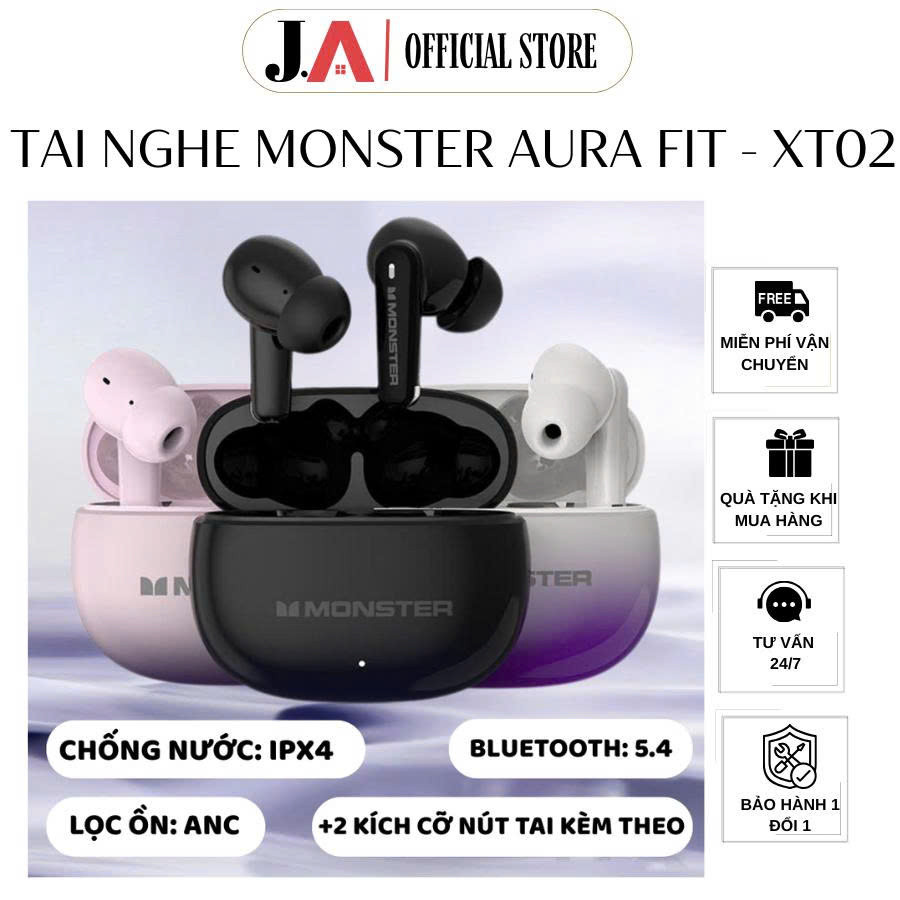 Tai Nghe Bluetooth Monster XT02 - Chống Nước IPX4 Bluetooth 5.4, Hỗ Trợ ANC, Pin Trâu Và Hộp Sạc 300