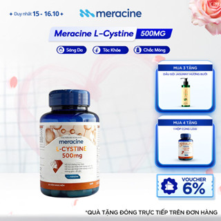 [LIVESTREAM] Viên Uống Meracine L-Cystine Giúp Sáng Da, Hỗ Trợ Giảm nám, Giảm Mụn, Rụng Tóc, Giảm Gãy Móng Lọ 60 Viên