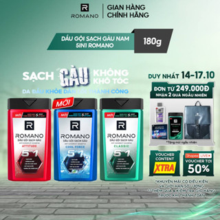 Dầu gội nam sạch gàu 5in1 Romano hương nước hoa Classic/ Force/ Attitude 180g