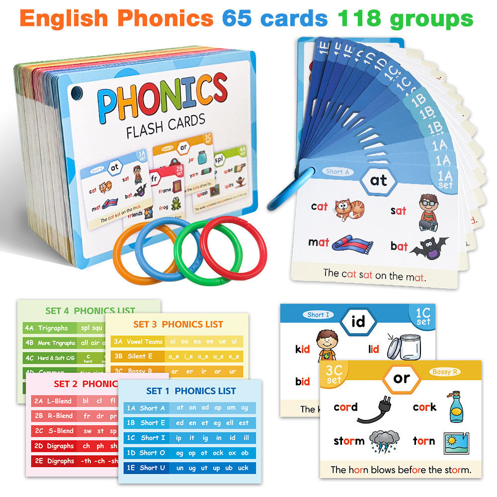 Tiếng Anh Phonics Đánh vần tự nhiên Flash Card flashcards Root Spelling Learning Word Card