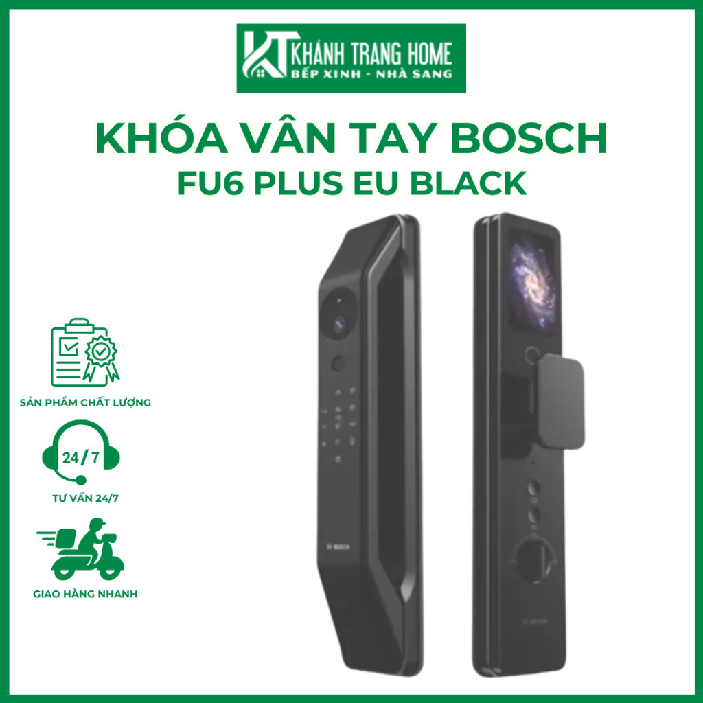 Khóa vân tay BOSCH FU6 PLUS EU BLACK APP Wifi FaceID thương hiệu Đức nhiều tính năng bảo mật - Khánh