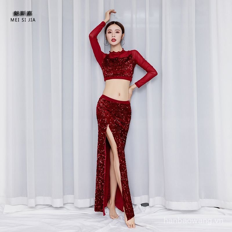 New Belly Dance Costume Set Practice Outfit Performance Long Skirt Adult Show