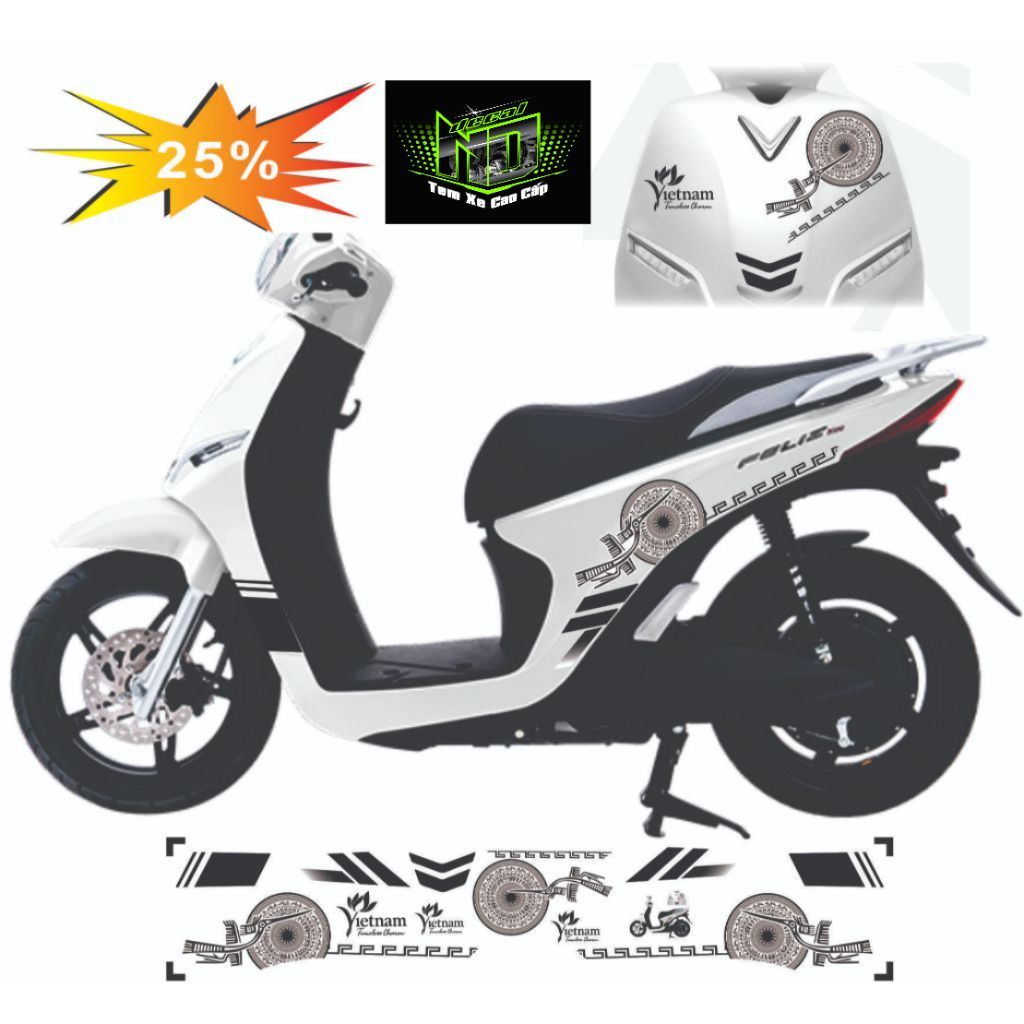 Tem dán xe Feliz S - Feliz NEO , Mẫu tem thiết kế Trông Đông cho nhiều màu xe - ND DECAL